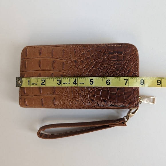 Faux Alligator Leather Dome Zip Top Backpack 5 Pockets Top Handle Amber Brown - Picture 11 of 16